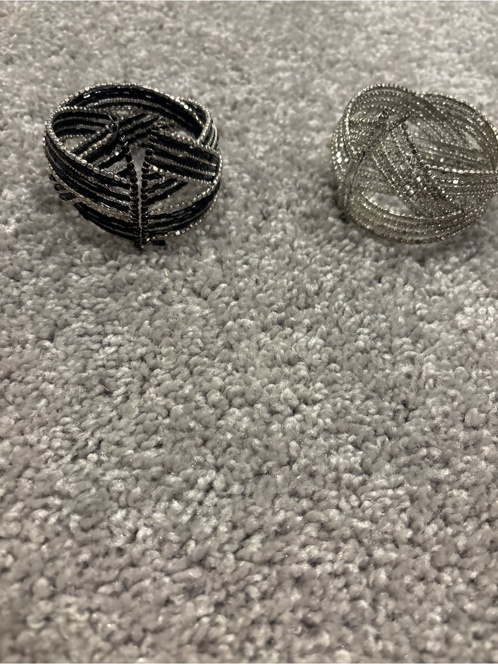 Women's Beaded Knot Ring - Black and Silver
